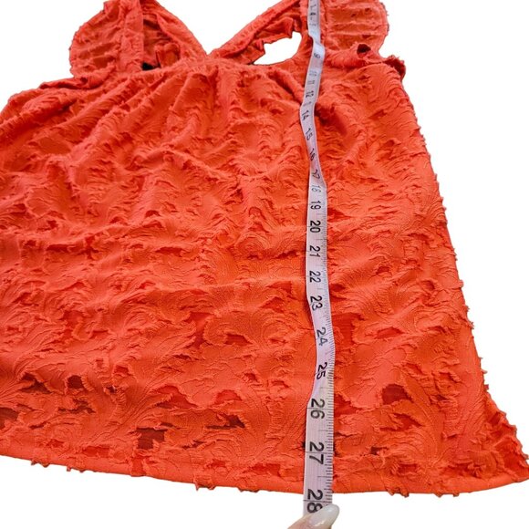 NWT Lauren Conrad Orange Boho Ruffle T Back Tank Top sz OX - Picture 7 of 9